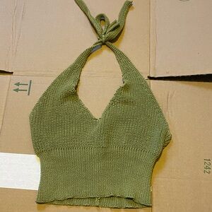 SHEIN Sage Knitted Halter Bralette